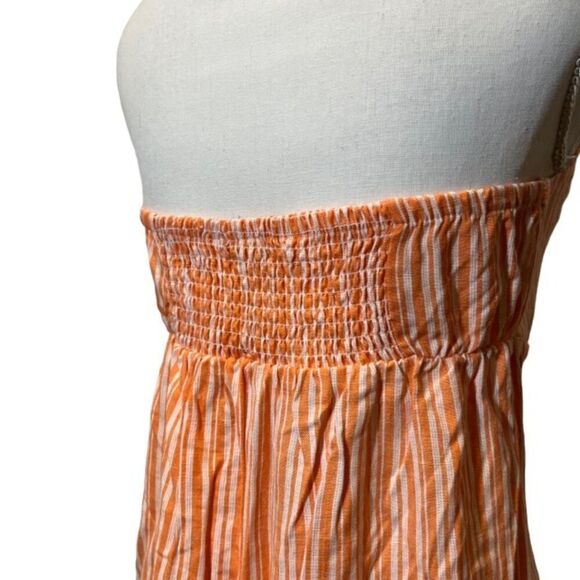 NWT Speechless Halter/Strapless Dress Orange White Stripe Elastic Back - Picture 5 of 10